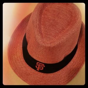 Fedora hat. sf giant logo front genetech back
